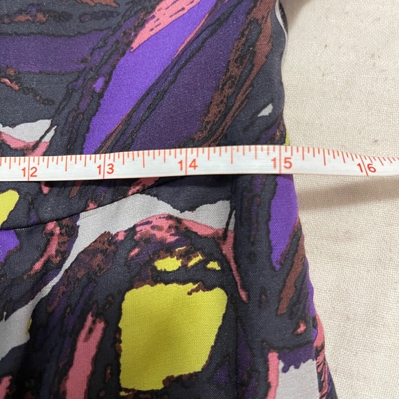 Boden Womens Dress Size 8R Purple and Green Abstract Silk Blend Knee Length - Picture 11 of 14